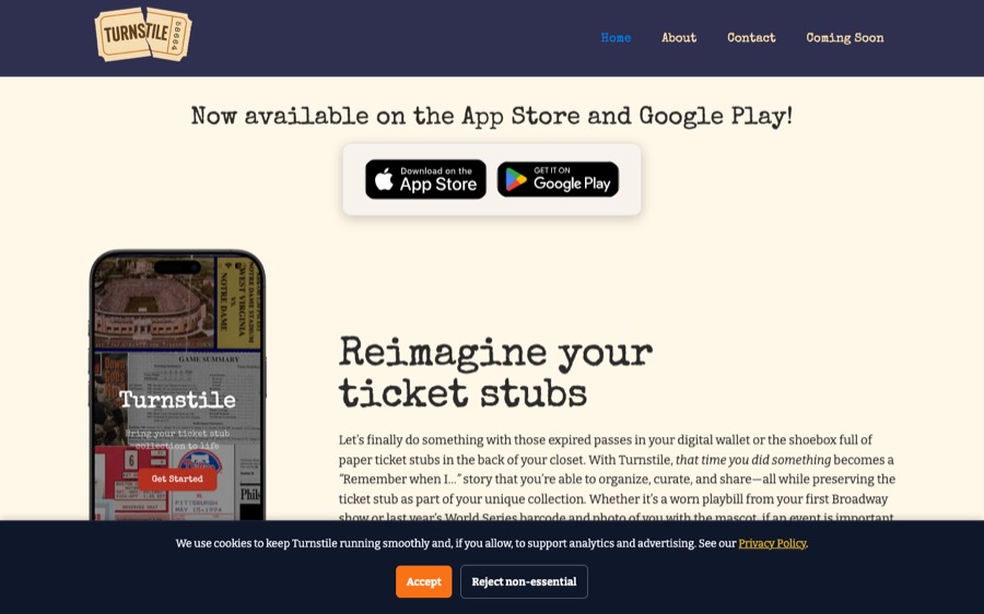 Turstile Stubs — screenshot
